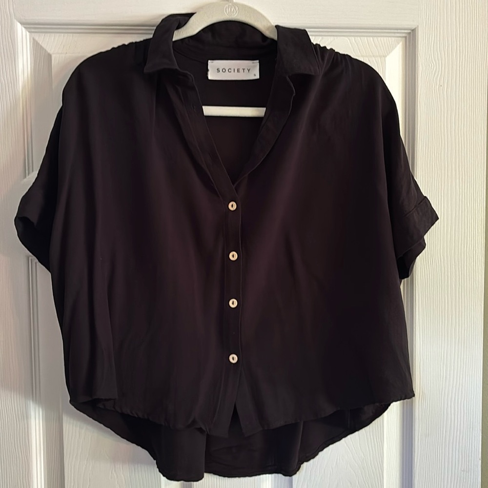 Society Black Buttoned Blouse
